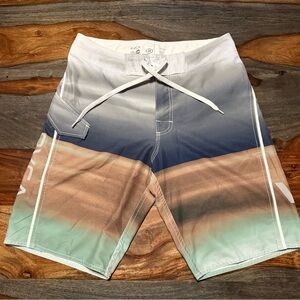 RVCA Men's Gradient Swim Shorts - Blue, Brown, Green